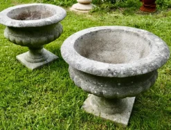 Online Pamono Mid-Century Weathered Cast Stone Garden Planters, 1950, Set of 2