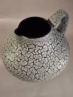 Pamono Mid-Century White Craquelure Fat Lava Vase, West Germany, 1970s> Vases