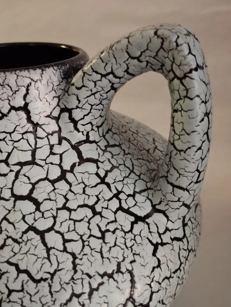Pamono Mid-Century White Craquelure Fat Lava Vase, West Germany, 1970s> Vases