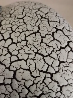 Pamono Mid-Century White Craquelure Fat Lava Vase, West Germany, 1970s><noscript><img width=