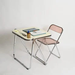 Pamono Mid-Century White Platone Folding Desk attributed to Giancarlo Piretti for Castelli, 1969><noscript><img width=