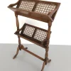 Best Pamono Mid-Century Wood and Wicker 2-Layer Magazine/Newspaper Stand, Germany, 1960s