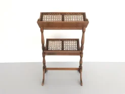 Best Pamono Mid-Century Wood and Wicker 2-Layer Magazine/Newspaper Stand, Germany, 1960s