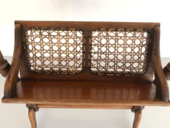 Best Pamono Mid-Century Wood and Wicker 2-Layer Magazine/Newspaper Stand, Germany, 1960s