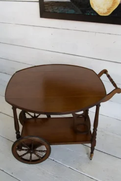 Pamono Mid-Century Wooden Bar Trolley with Stripes, 1960s> Serving Bar Carts & Trolleys