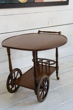 Pamono Mid-Century Wooden Bar Trolley with Stripes, 1960s><noscript><img width=
