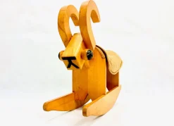 Pamono Mid-Century Wooden Rocking Billy Goat, 1960s><noscript><img width=