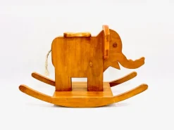 New Pamono Mid-Century Wooden Rocking Elephant, 1960s