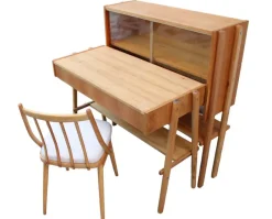Pamono Mid-Century Writing Commode, Bookshelf and Chair, 1970s, Set of 3> Secretaires