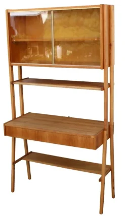 Pamono Mid-Century Writing Commode, Bookshelf and Chair, 1970s, Set of 3><noscript><img width=