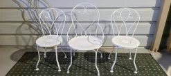 Pamono Mid-Century Wrought Iron Garden Table and Chairs, 1950s, Set of 4><noscript><img width=