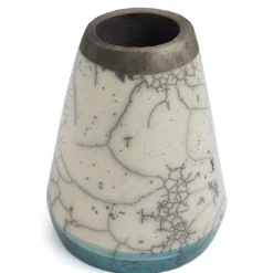 Sale Pamono Middle Eastern Modern Green White Black Metal Raku Ceramic Kazan Vase by Laab Milano
