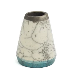 Sale Pamono Middle Eastern Modern Green White Black Metal Raku Ceramic Kazan Vase by Laab Milano