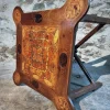 Pamono Mid-20th Century French Elm Marquetry Game Table with Intarsia Inlay and Round Corner Cutouts, 1950s> Game Tables