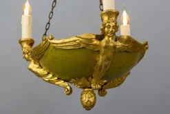 Pamono Mid-19th Century French Empire Giltwood Three-Light Chandelier><noscript><img width=