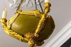 Pamono Mid-19th Century French Empire Giltwood Three-Light Chandelier><noscript><img width=