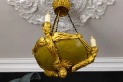 Pamono Mid-19th Century French Empire Giltwood Three-Light Chandelier><noscript><img width=
