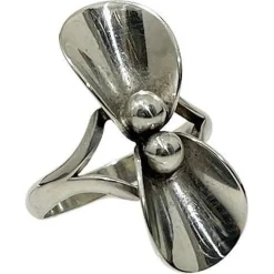 Sale Pamono Mid-20th Century Sterling Silver Flower Ring attributed to Niels Erik, Denmark