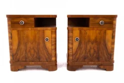 Pamono Mid-20th Century Walnut Bedside Tables, Poland, 1940s, Set of 2><noscript><img width=