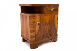 Pamono Mid-20th Century Walnut Bedside Tables, Poland, 1940s, Set of 2><noscript><img width=