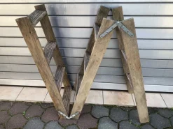 Pamono Mid-20th Century Wooden Folding Attic Ladder, 1940s><noscript><img width=