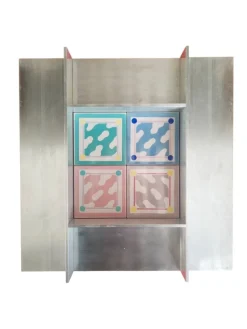 Pamono Milanese Frame with 4 Tiles by Ettore Sottsass for Cedit, 1989, Set of 4> Architectural Elements