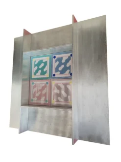 Pamono Milanese Frame with 4 Tiles by Ettore Sottsass for Cedit, 1989, Set of 4><noscript><img width=