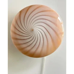 Pamono Milky-White and Beige Swirls Murano Glass Flush Mount by Simoeng><noscript><img width=