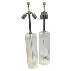 Pamono Milky-White Table Lamps in Murano Glass by Simoeng for Simoeng, Set of 2> Table Lamps