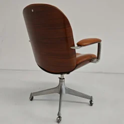Pamono MiM Executive Chair in Natural Cognac Leather and Wood, 1970s> Office Chairs