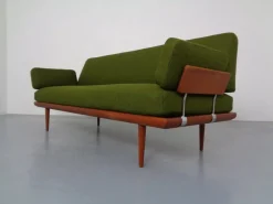 Pamono Minerva Teak & Kvadrat Hallingdal Daybed / Sofa by Peter Hvidt & Orla Mølgaard Nielsen for France & Son, Denmark, 1950s><noscript><img width=