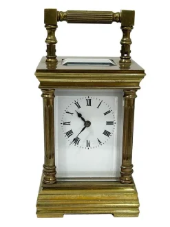 Pamono Miniature French Brass Carriage Clock with Case, 1890s> Clocks