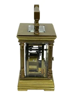 Pamono Miniature French Brass Carriage Clock with Case, 1890s><noscript><img width=