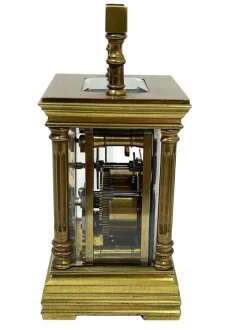 Pamono Miniature French Brass Carriage Clock with Case, 1890s><noscript><img width=