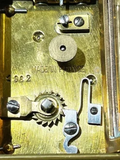 Pamono Miniature French Brass Carriage Clock with Case, 1890s><noscript><img width=