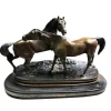 Pamono Miniature French Patinated Bronze Figure of Two Horses by P. J. Mene> Art Deco