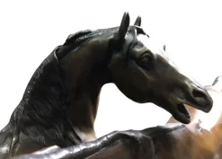 Pamono Miniature French Patinated Bronze Figure of Two Horses by P. J. Mene><noscript><img width=