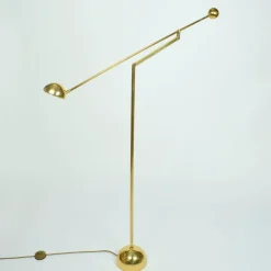 Pamono Minimal Brass Counter Balance Floor Lamp from Sölken Leuchten, 1970s><noscript><img width=