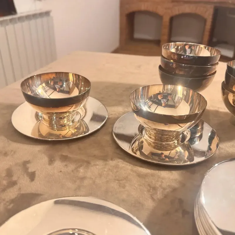 Online Pamono Minimalist Ice Cream Cups and Plates by Lino Sabattini, 1980s, Set of 12