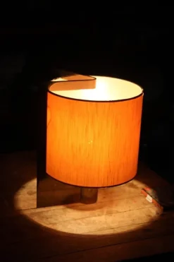 Pamono Minimalist Lamps by Giuliana Gramigna in Brass and Fabric, 1970s, Set of 2> Table Lamps