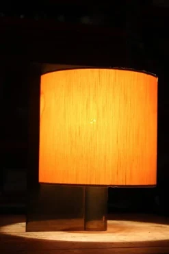Pamono Minimalist Lamps by Giuliana Gramigna in Brass and Fabric, 1970s, Set of 2><noscript><img width=