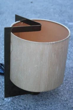 Pamono Minimalist Lamps by Giuliana Gramigna in Brass and Fabric, 1970s, Set of 2><noscript><img width=