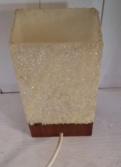 Pamono Minimalist Table Lamp with Teak Base and White Plastic Shade, 1970s><noscript><img width=