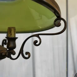 Sale Pamono Ministerial Chandelier in Green Glass and Metal