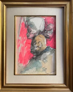 Clearance Pamono Mino Maccari, Figure Study, 20th Century, Watercolor, Framed