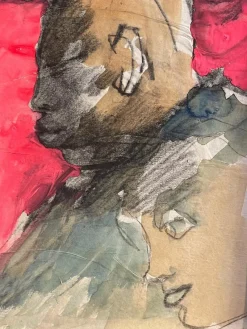 Clearance Pamono Mino Maccari, Figure Study, 20th Century, Watercolor, Framed