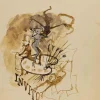 Pamono Mino Maccari, Invitation, Watercolor on Paper, 1950s