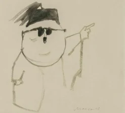 Pamono Mino Maccari, Portrait (Pietro Nenni), Drawing, 1960s><noscript><img width=