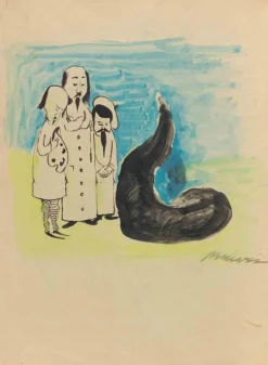 Outlet Pamono Mino Maccari, The Chinese Monster, Artwork on Paper, 1955