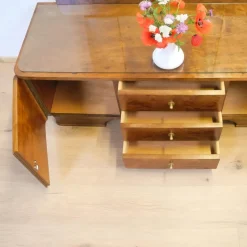 Pamono Mirror Dresser with Swivel Mirrors in Stained Flamed Birch, 1950s><noscript><img width=